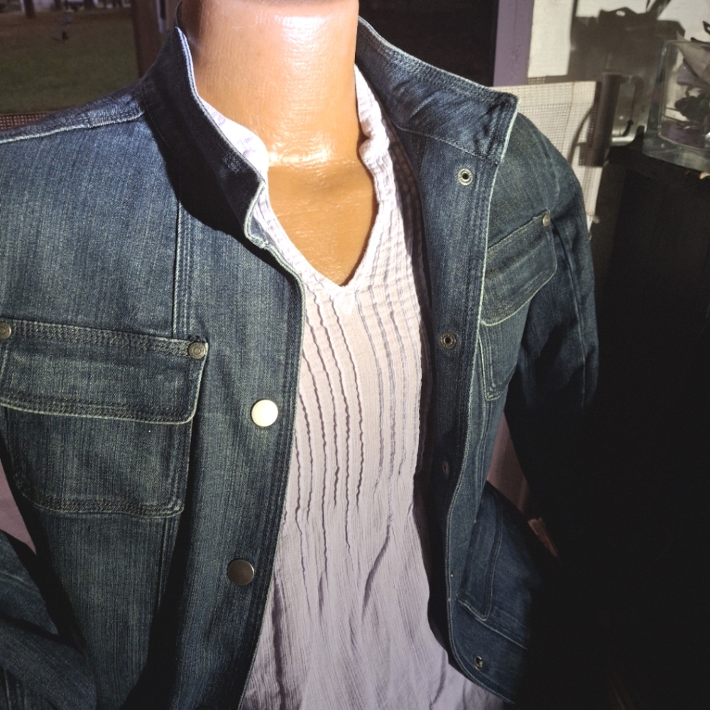 New chicos Denim Jean Jacket Coat sz 0 small